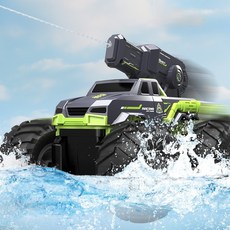 Apnoo 대형 오프로드 수륙양용 RC카 자동물대포 4륜 구동 RC카 360도 회전 가능 RC카 충전식 무선조종rc카 그린1 리모컨 1개, 그린1 리모컨 × 1개