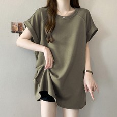 大尺碼女裝 短袖T恤 夏季薄款 寬松顯瘦遮肉 中長款上衣