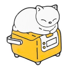 可愛動物造型胸針 貓咪系列金屬徽章, 1個, J50白貓烤箱