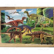 優選 200片木製拼圖 大型卡通動物拼圖 兒童益智早教玩具, 1個, TD-6