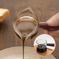 홈카페 에스프레소 샷잔 우드핸들 내열유리 계량컵, 1개