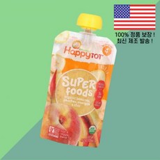 해피 패밀리 토트 슈퍼푸드 4단계 바나나 복숭아 피치 망고 4.22온스 120g Happy Family Organics Tot Super Foods Stage 4 Bananas, 1