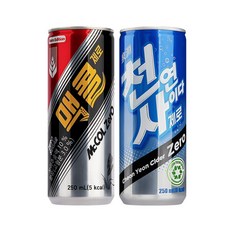 1+1 맥콜 제로 + 천연사이다 제로 250ml x 각 30캔(총 60캔), 30세트