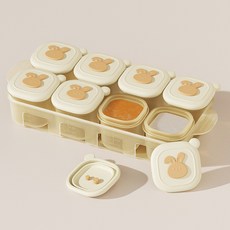 寶寶輔食盒 小熊嬰兒硅膠儲存冷凍格 可蒸煮肉泥輔食分裝盒冰格, 1個, 8個裝（含托盤）