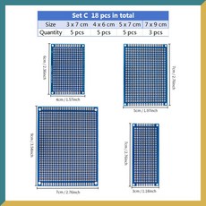 PCB 브레드보드 40PCs 4x6 프로토타입 7x9cm 회로 실험 DIY 3x7 블루 범용 보드 일렉트로니 보드 양면 5x7, Set D18 pcs