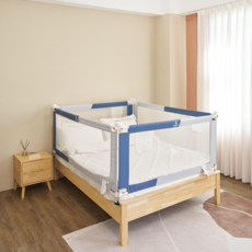 貝貝佳 嬰兒床圍/床邊護欄 （IKEA適用）, 藍搭灰5*6.2