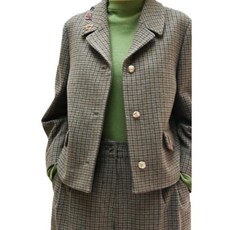 비꼴리끄 울 체크 숏자켓 487153