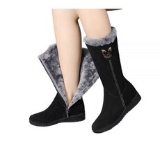 겨울 미드 스웨이드 여자 카프 따뜻한 코튼 방한 털부츠 웨지 하이 여성 롱 부츠 신발