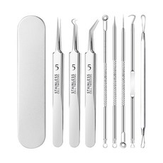 好買先生 不鏽鋼粉刺夾, 1個, 粉刺夾8件組, Silver