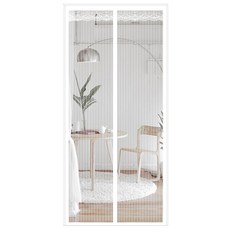 GÖ物趣 魔鬼氈磁吸防蚊門簾 磁吸門簾 防蚊門簾 房間門簾 紗門簾 落地門簾 加長門簾, 白條紋90*210cm,防抓款