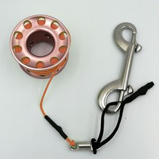 프리다이빙 납 스쿠버웨이트 벨트 15m 20m 미니 스풀 핑거 릴 볼트 스냅 후크 알루미늄 합금 스풀 다이브 릴, 골드 20m 오렌지 라인, 골드 20m 오렌지 라인