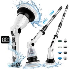 Bamifun 무선 전동 욕실 청소기 주방 화장실 다용도 청소기 IPX7 방수 8in1세트, TD-8138, 화이트