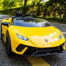 람보르기니 정품 인증 어린이 전기 자동차 아기 2인승 붕붕카 선물 유아 4륜 전동차 조카 푸쉬카, 람보르기니정품/4륜구동+리튬배터리+스윙+가죽시트, 옐로우 / 폭발방지소프트휠