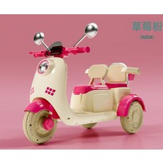 DIU 新款兒童電動摩托車三輪車男女孩寶寶電瓶車雙人親子車代步三輪車, 1個, 粉紅(單驅6伏4.5):如圖