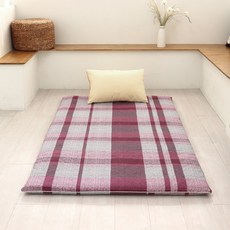양면사용 두꺼운 요매트 3단 바닥요 손님용매트 까는이불 (솜포함) S/SS/Q, 그리드 와인