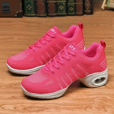 에어 메쉬 라인댄스화 재즈화 줌바 스포츠댄스화 연습용 신발, J. 로즈 레드, E. 38, F. 39, 1개