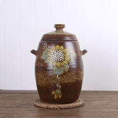 분청 해바라기 쌀독 쌀항아리 8kg 현관 소금 항아리ryu3+8TDg