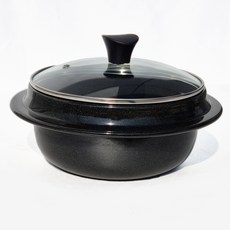 김수미 IH 포세린 가마솥 인덕션 뚝배기 냄비, 1개, 블랙, 21cm