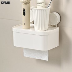 DFMEI 紙巾盒衛生間壁掛式防水廁紙盒免打孔廁所衛生紙抽紙置物架抽紙盒, 1個, 壁掛式紙巾盒:如圖