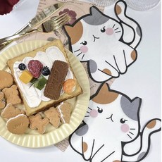 애니멀 디자인 파티냅킨, 1세트, 20개입, 샤이캣
