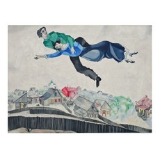 A2160마르크 샤갈-오버 더 타운 - 아트포스터/ 인화지 패브릭 캔버스천 그림출력 / 환상적 독창적표현주의 케이아트K-ART, 1인화지