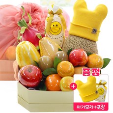 혼합 과일 박스 선물 당일배송 부산 서울 과일선물세트 예단 이바지 백화점 출산 축하 전국 과일바구니, 1개, 09)헬로비니(아기모자+보자기증정)