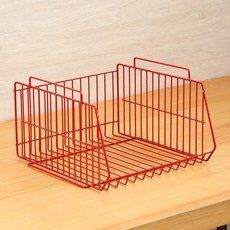 Akira MIT居家可堆疊多功能收納籃ST063 籃子 收納架 置物架 擺攤展示架 衣物籃 收納籃 置物籃 超市貨架 斜口籃, 紅色, 1個