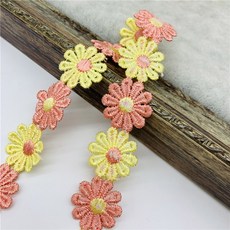 1 야드 25mm 다채로운 데이지 꽃 레이스 트림 뜨개질 웨딩 수 놓은 Diy 수제 패치 워크 바느질 용품 공예품 레이스, 10, 10, 1개