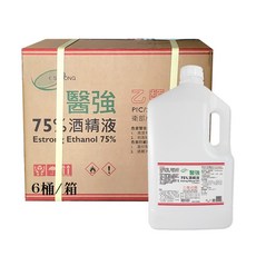 醫強 潔用75%酒精 4公升桶裝, 6個, 4L