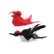 PET ZONE 貓草鳥造型玩具 擬真鳥叫聲 寵物互動 紅色, 紅, 1個