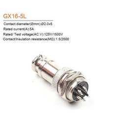 1set GX16 너트 유형 암나사 전기 커넥터 2/3/4/5/6/7/8/9/10 핀 원형 항공 소켓 플러그 와이어 패널, GX16-5 Nut type