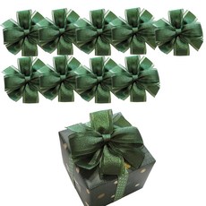 데코플러스 완성리본 오간디 리본꽃, 10개, 진녹색
