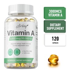 비타민 A 캡슐 3000mg - 면역 지원 눈 건강 - 글루텐 프리 & 비GMO, 2개, 60정
