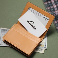 리카타 슈트 배색 소가죽 명함지갑, 브라운, 1개