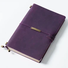 Fromthereon 여행자 노트 레트로 가죽 노트 순수 핸드메이드 미친 말 가죽 플래너 소가죽 일기 저널, 01 A5 Purple