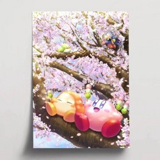 만화 귀여운 커비 포스터 자기 접착 아트 방수 종이 스티커 커피 하우스 벽장식, 1개, 7. z9