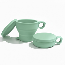 더하리 국산 실리콘 접이식 컵 캠핑 등산 머그컵(뚜껑포함), 2개, 민트