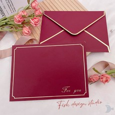 燙金邊框信封組 /For you/ 多色可選 簡約質感信封 信件 邀請函, 酒紅, 10包