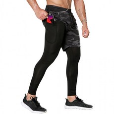 남성 스포츠레깅스 일체형 다기능 헬스 요가 운동 반바지+레깅스