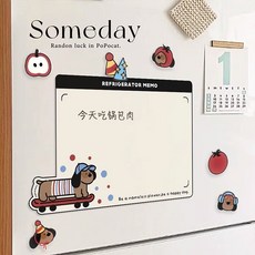 軟性白板貼 冰箱白板 留言貼 磁吸白板 可擦寫字板, 小小貓狗A送白板筆和板擦,無規格