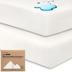 2팩 방수 팩 및 플레이 시트 남아 여아에게 적합한 미니 아기 침대 시트 - 96.5 x 66cm(38 x 26인치) 대나무 비스코스 팩 앤 플레이 매트리스 시트 그라코용