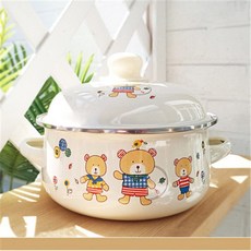 법랑 냄비 예쁜 솥 캠핑 에나멜 요리 바닥 평평한 가스 팬 및 수프 두꺼운 인덕션 조리용 주방, 빨간, 18CM(1.7L), 빨간, 1개