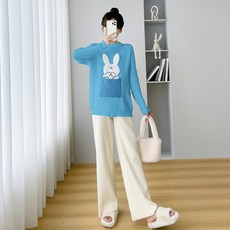 가을 겨울 임부 패션 루즈핏 날씬해 보이는 토끼 수유 상의