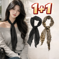 샤쯔 데일리 포인트 도트/패턴 쉬폰 스카프 2개 세트