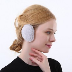 예삐스토어 분리형 귀마개 페이크 퍼 끈없는 귀마개 똑딱이 토끼털 딱풀이, 1개, 그레이