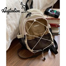 AUGTARLION休閒尼龍布胸包包新款潮時尚撞色雙肩包百搭揹包登山包, 白棕色大號