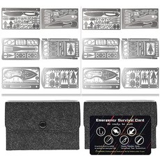 PSKOOK 12개 서바이벌 멀티툴 카드 긴급 캠핑 도구 EDC 키트를 지갑에 넣고 야외 사냥 낚시 하이킹 장비를 착용하세요, Silver-12 Pcs, 실버-12개