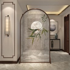 新中式禪意屏風隔斷：客廳、玄關、酒店適用，現代簡約木質座屏，風水裝飾, 1個, 樟子松80*180CM