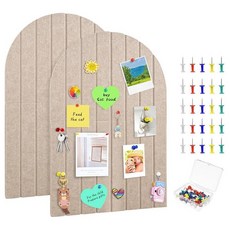 2 Pcs Foldable Felt Bulletin Board 0.35\" Thick Arch Fabric Pin Board with Adhesive Sticker Large