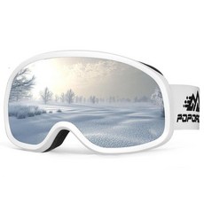 [ 707682 ] POPOACTI 편광 구형 스키 고글 100% 자외선 차단 김 서림 방지 남성 여성 청소년 스포츠용 스노보드 고글 (실버)